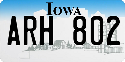 IA license plate ARH802