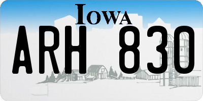 IA license plate ARH830