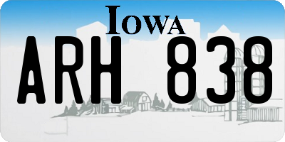 IA license plate ARH838