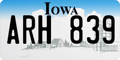IA license plate ARH839