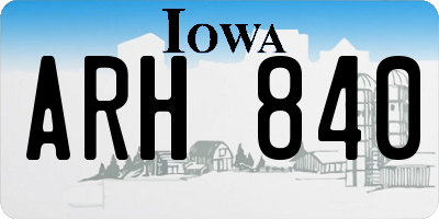 IA license plate ARH840