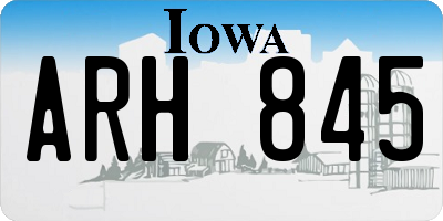 IA license plate ARH845