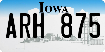 IA license plate ARH875