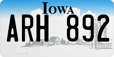 IA license plate ARH892