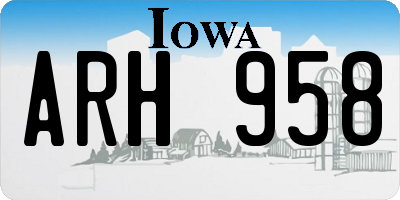 IA license plate ARH958