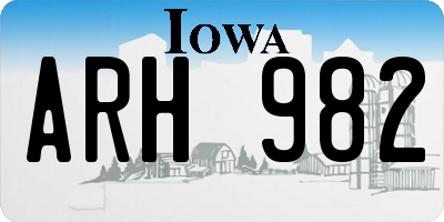 IA license plate ARH982