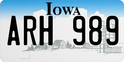 IA license plate ARH989