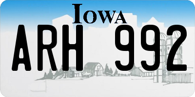 IA license plate ARH992