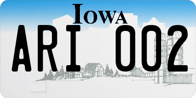 IA license plate ARI002