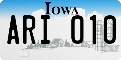 IA license plate ARI010
