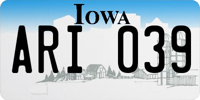 IA license plate ARI039
