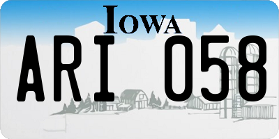 IA license plate ARI058