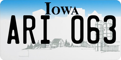 IA license plate ARI063