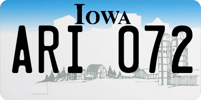 IA license plate ARI072