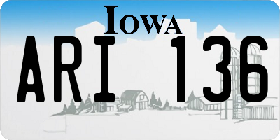 IA license plate ARI136