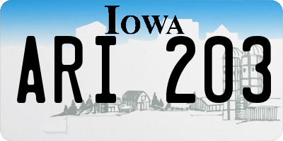 IA license plate ARI203