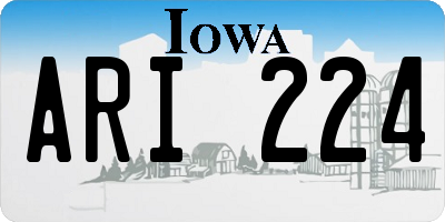 IA license plate ARI224