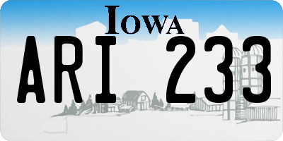 IA license plate ARI233