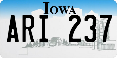 IA license plate ARI237