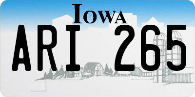 IA license plate ARI265
