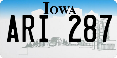 IA license plate ARI287