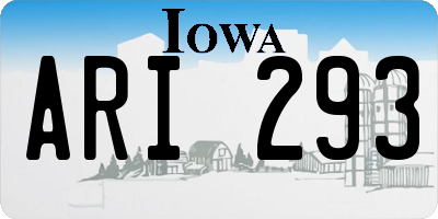 IA license plate ARI293