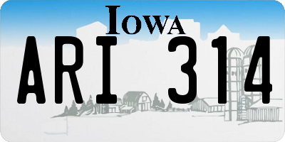 IA license plate ARI314
