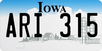 IA license plate ARI315
