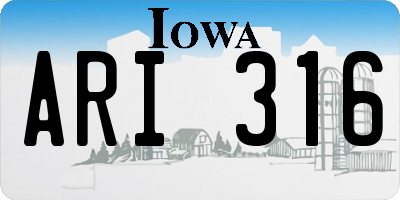 IA license plate ARI316