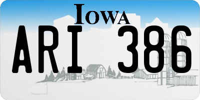 IA license plate ARI386