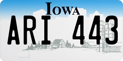 IA license plate ARI443