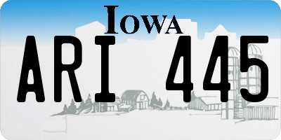 IA license plate ARI445