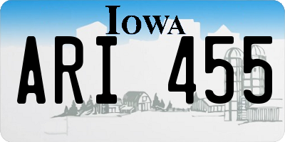 IA license plate ARI455
