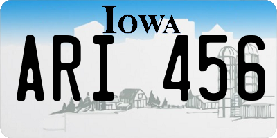 IA license plate ARI456