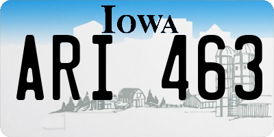 IA license plate ARI463