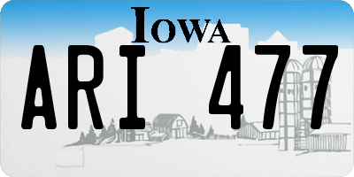 IA license plate ARI477