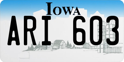 IA license plate ARI603