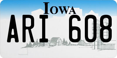 IA license plate ARI608