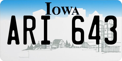 IA license plate ARI643