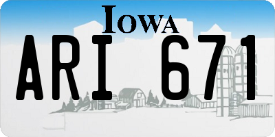 IA license plate ARI671