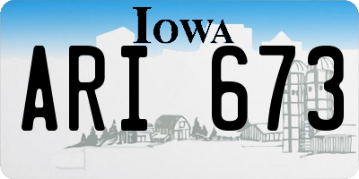 IA license plate ARI673