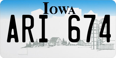 IA license plate ARI674