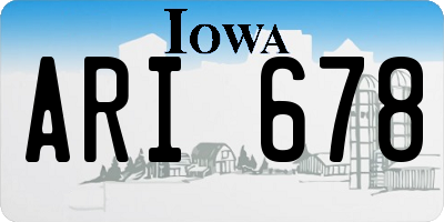 IA license plate ARI678