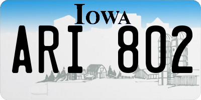 IA license plate ARI802