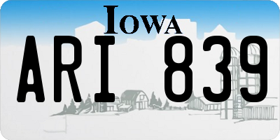 IA license plate ARI839