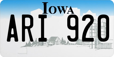 IA license plate ARI920