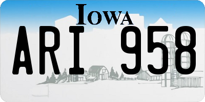 IA license plate ARI958