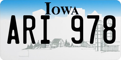 IA license plate ARI978