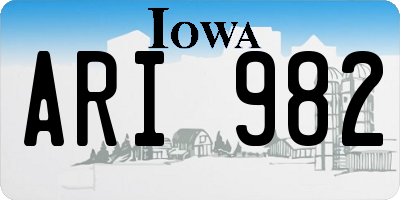 IA license plate ARI982