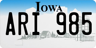 IA license plate ARI985